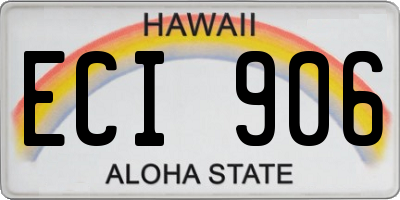 HI license plate ECI906