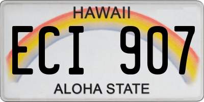 HI license plate ECI907