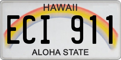 HI license plate ECI911