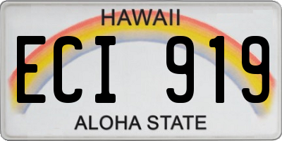 HI license plate ECI919