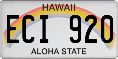 HI license plate ECI920
