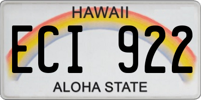 HI license plate ECI922