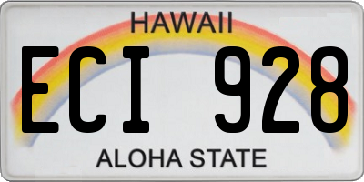 HI license plate ECI928