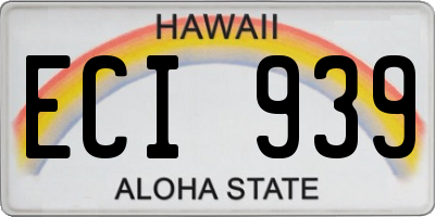 HI license plate ECI939