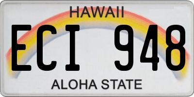 HI license plate ECI948