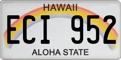 HI license plate ECI952