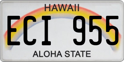 HI license plate ECI955