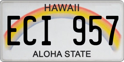 HI license plate ECI957