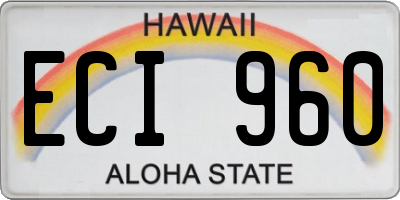 HI license plate ECI960