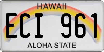 HI license plate ECI961