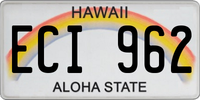 HI license plate ECI962