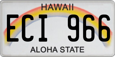 HI license plate ECI966