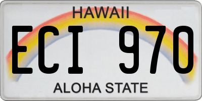 HI license plate ECI970