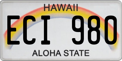HI license plate ECI980