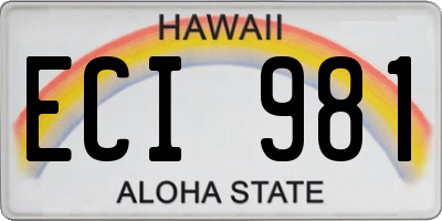 HI license plate ECI981