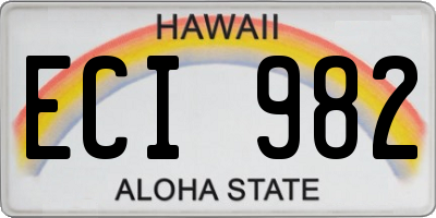 HI license plate ECI982