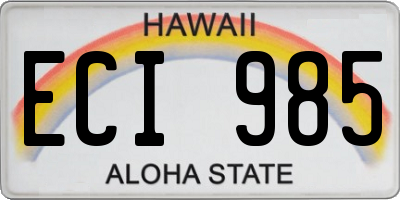 HI license plate ECI985