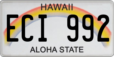 HI license plate ECI992