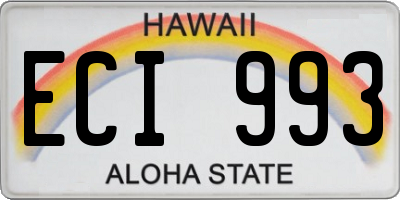 HI license plate ECI993