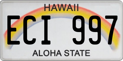 HI license plate ECI997