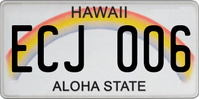 HI license plate ECJ006