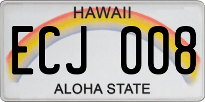 HI license plate ECJ008