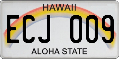 HI license plate ECJ009