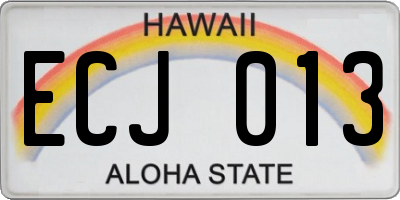 HI license plate ECJ013