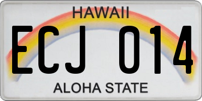 HI license plate ECJ014