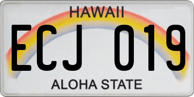 HI license plate ECJ019