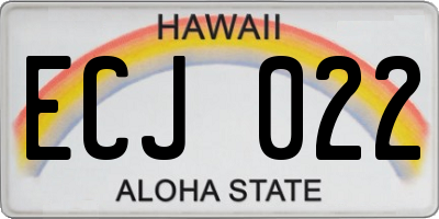 HI license plate ECJ022