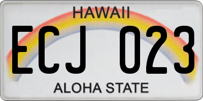 HI license plate ECJ023