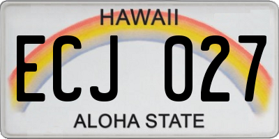 HI license plate ECJ027