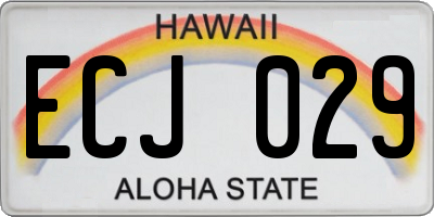 HI license plate ECJ029