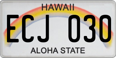 HI license plate ECJ030