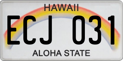HI license plate ECJ031