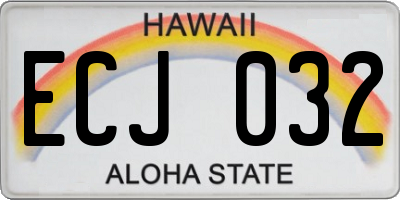 HI license plate ECJ032