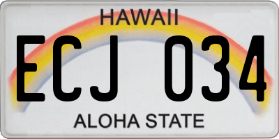 HI license plate ECJ034