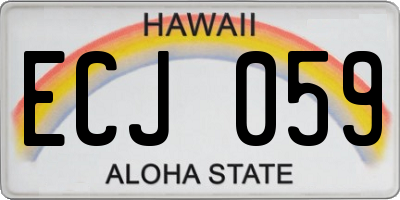 HI license plate ECJ059
