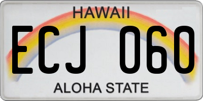 HI license plate ECJ060