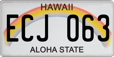 HI license plate ECJ063