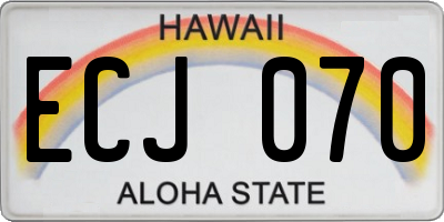 HI license plate ECJ070
