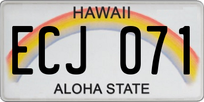 HI license plate ECJ071