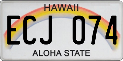 HI license plate ECJ074