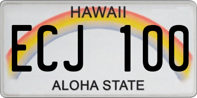 HI license plate ECJ100