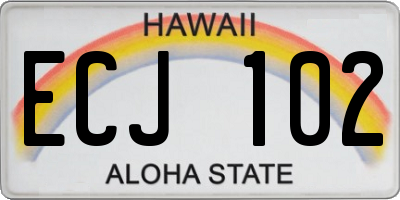 HI license plate ECJ102
