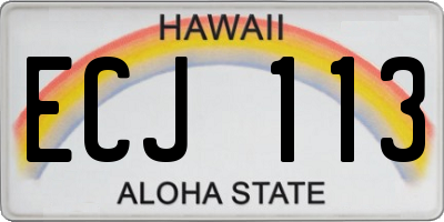 HI license plate ECJ113