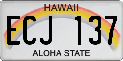 HI license plate ECJ137