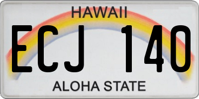 HI license plate ECJ140