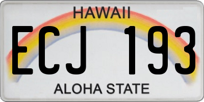 HI license plate ECJ193